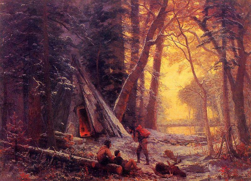 Albert Bierstadt Moose Hunters' Camp, Nova Scotia oil painting picture